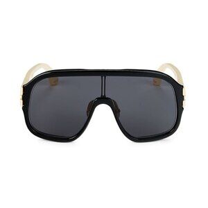 Gucci 65MM Oversized Shield Sunglasses in Black & Ivory